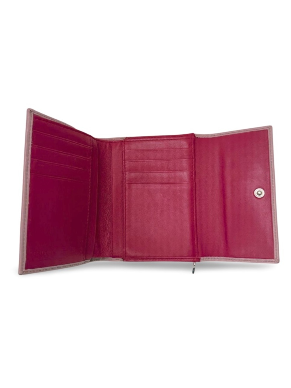 Furla Leather Wallet Pink Interior Bow Detail Snap Closure Compact - Picture 8 of 14